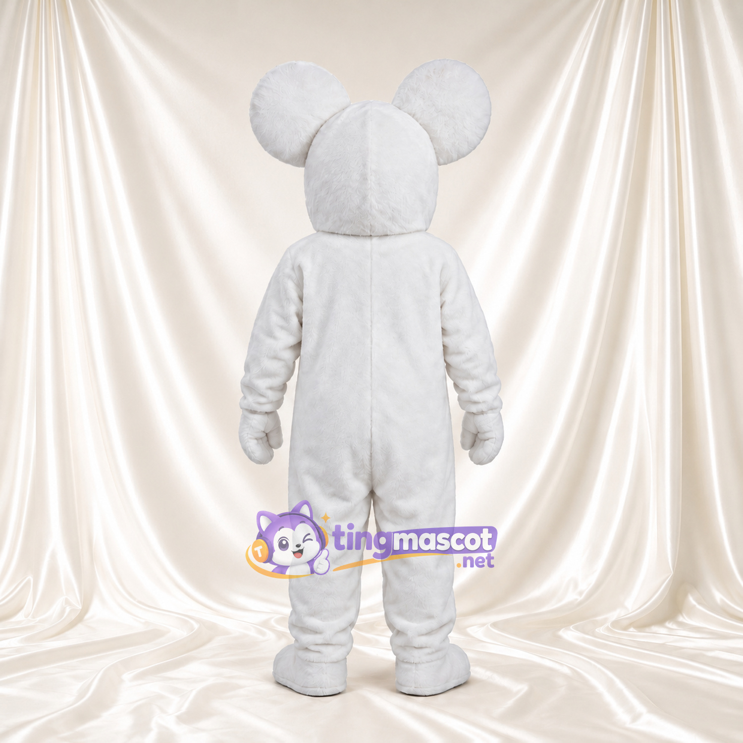 Costume de mascotte Souris – blanc – Oreilles (grand, rose); Nez (noir) Costume de mascotte Souris – blanc – Oreilles (grand, rose); Nez (noir)