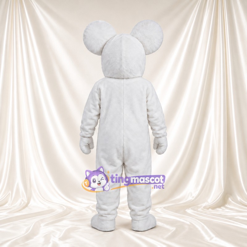 Costume de mascotte Souris – blanc – Oreilles (grand, rose); Nez (noir) Costume de mascotte Souris – blanc – Oreilles (grand, rose); Nez (noir)