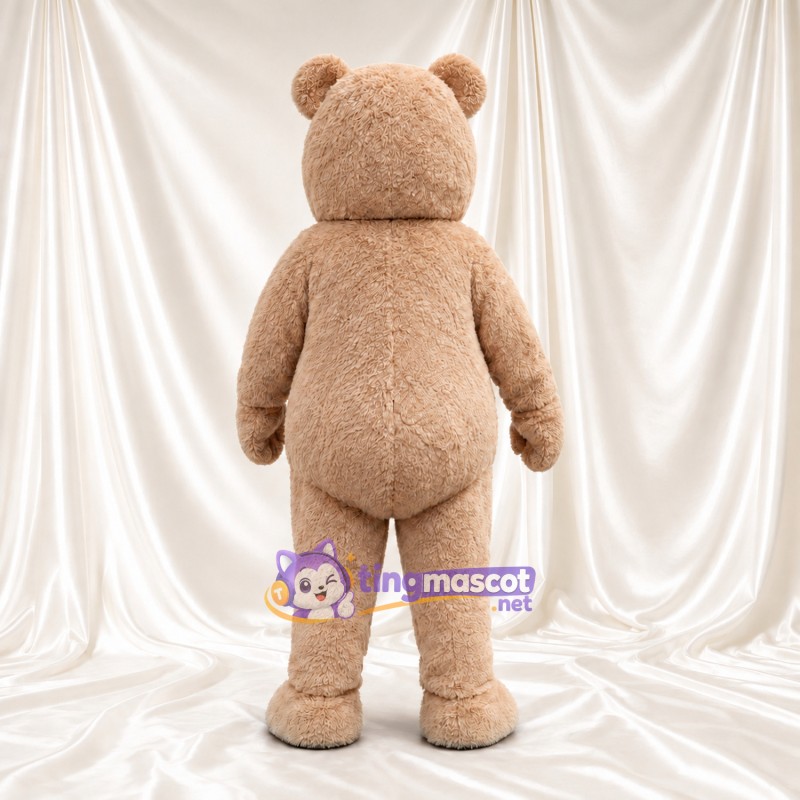Costume de mascotte Nounours – beige – Museau (crème); Nez (marron) Costume de mascotte Nounours – beige – Museau (crème); Nez (marron)