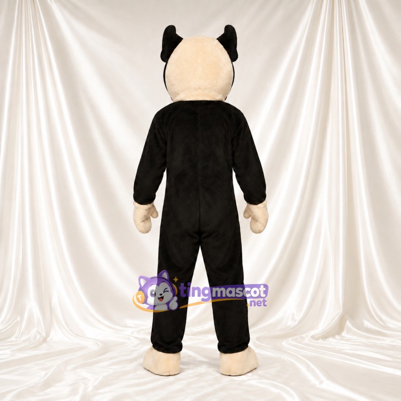 Black and Cream Dog Mascot Costume - Green Eyes and Drooping Jowls Black and Cream Dog Mascot Costume - Green Eyes and Drooping Jowls