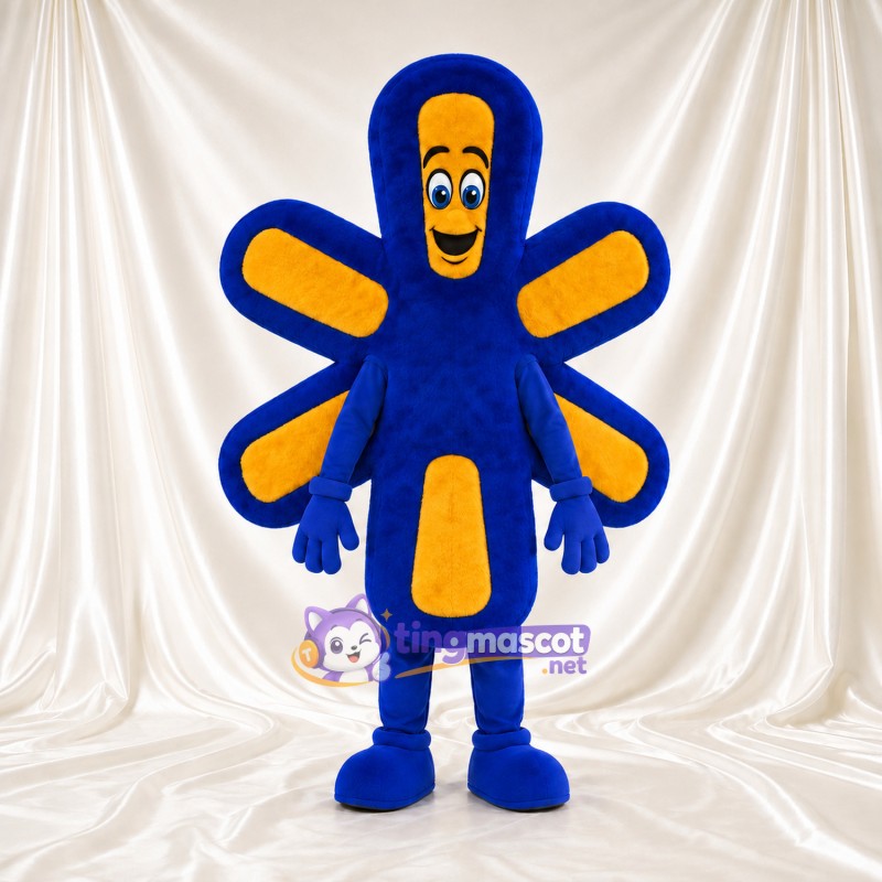 Maskottchenkostüm Blume – blau / gelb – Blütenblätter (lang); Füße (blau) Maskottchenkostüm Blume – blau / gelb – Blütenblätter (lang); Füße (blau)