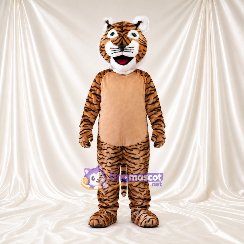 Brown Tiger Mascot Costume - Black Stripes and Beige Belly Brown Tiger Mascot Costume - Black Stripes and Beige Belly