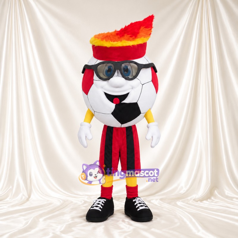 Costume de mascotte Ballon de football – selon la photo – Flamme; Chapeau; Lunettes de protection; Short (rayé) Costume de mascotte Ballon de football – selon la photo – Flamme; Chapeau; Lunettes de protection; Short (rayé)