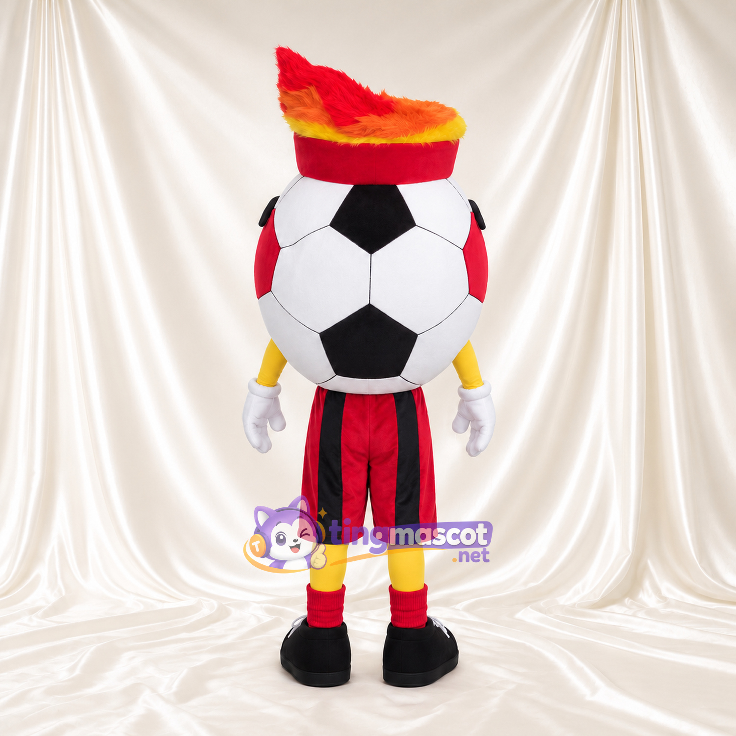 Costume de mascotte Ballon de football – selon la photo – Flamme; Chapeau; Lunettes de protection; Short (rayé) Costume de mascotte Ballon de football – selon la photo – Flamme; Chapeau; Lunettes de protection; Short (rayé)