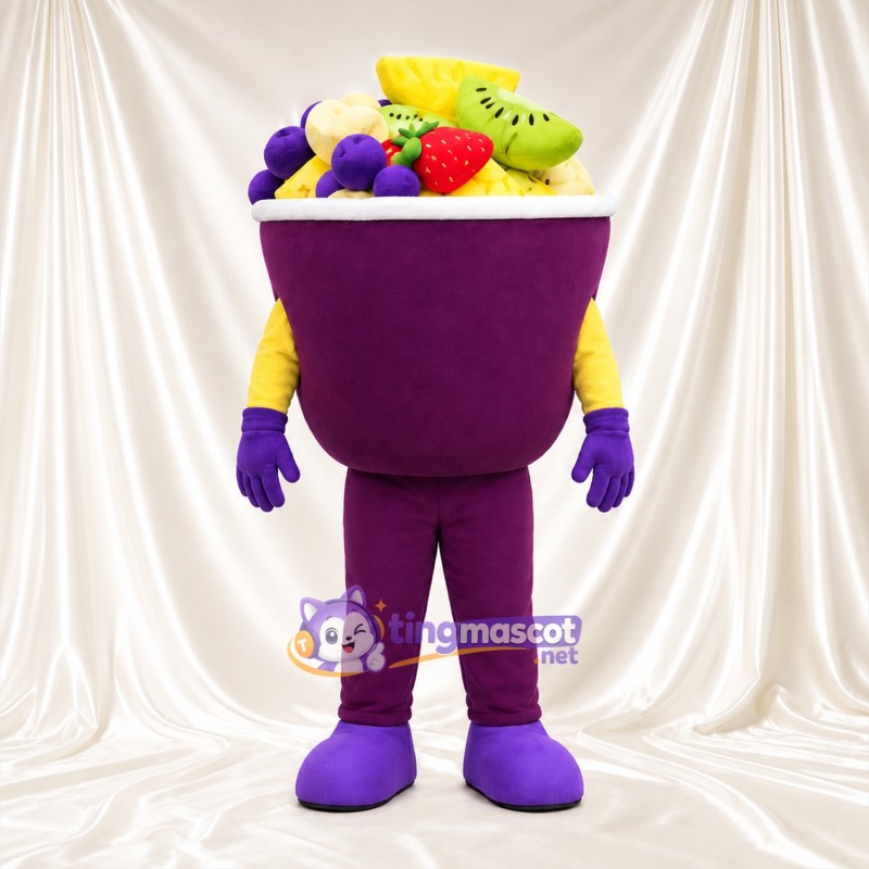 Costume de mascotte Coupe de fruits – violet – Garniture de fruits (assorti) Costume de mascotte Coupe de fruits – violet – Garniture de fruits (assorti)