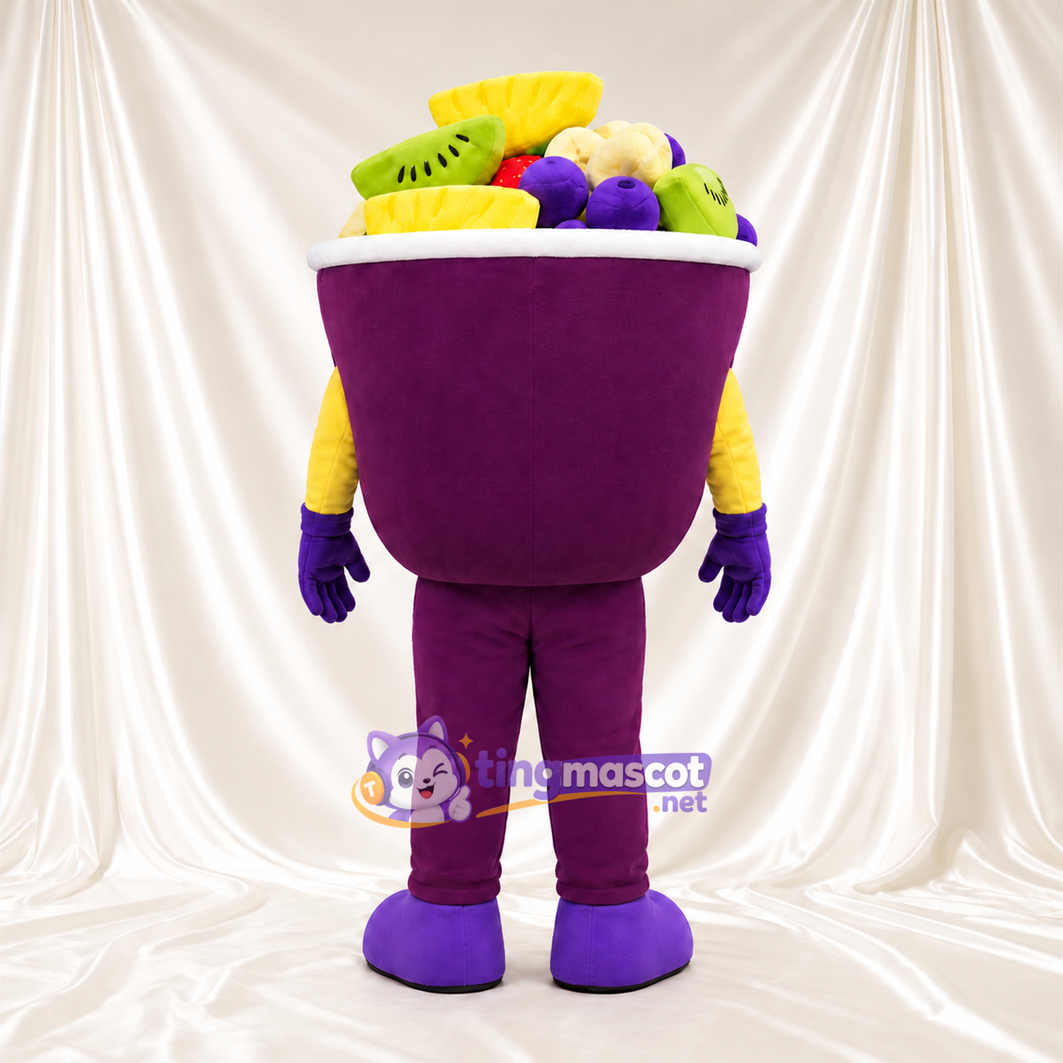 Costume de mascotte Coupe de fruits – violet – Garniture de fruits (assorti) Costume de mascotte Coupe de fruits – violet – Garniture de fruits (assorti)