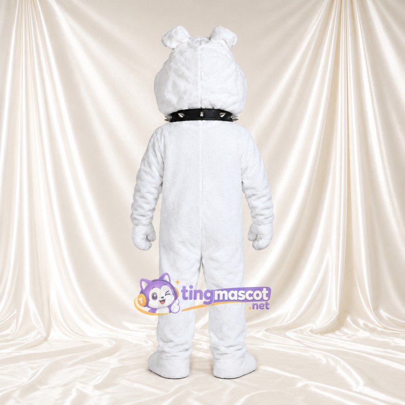 Costume de mascotte Bouledogue – blanc – Col (noir) Costume de mascotte Bouledogue – blanc – Col (noir)