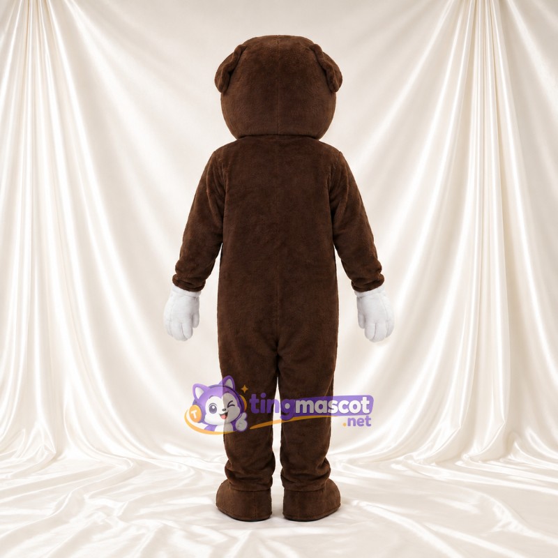 Costume de mascotte Chien – marron foncé – Torse (blanc); Mains (grand, blanc) Costume de mascotte Chien – marron foncé – Torse (blanc); Mains (grand, blanc)