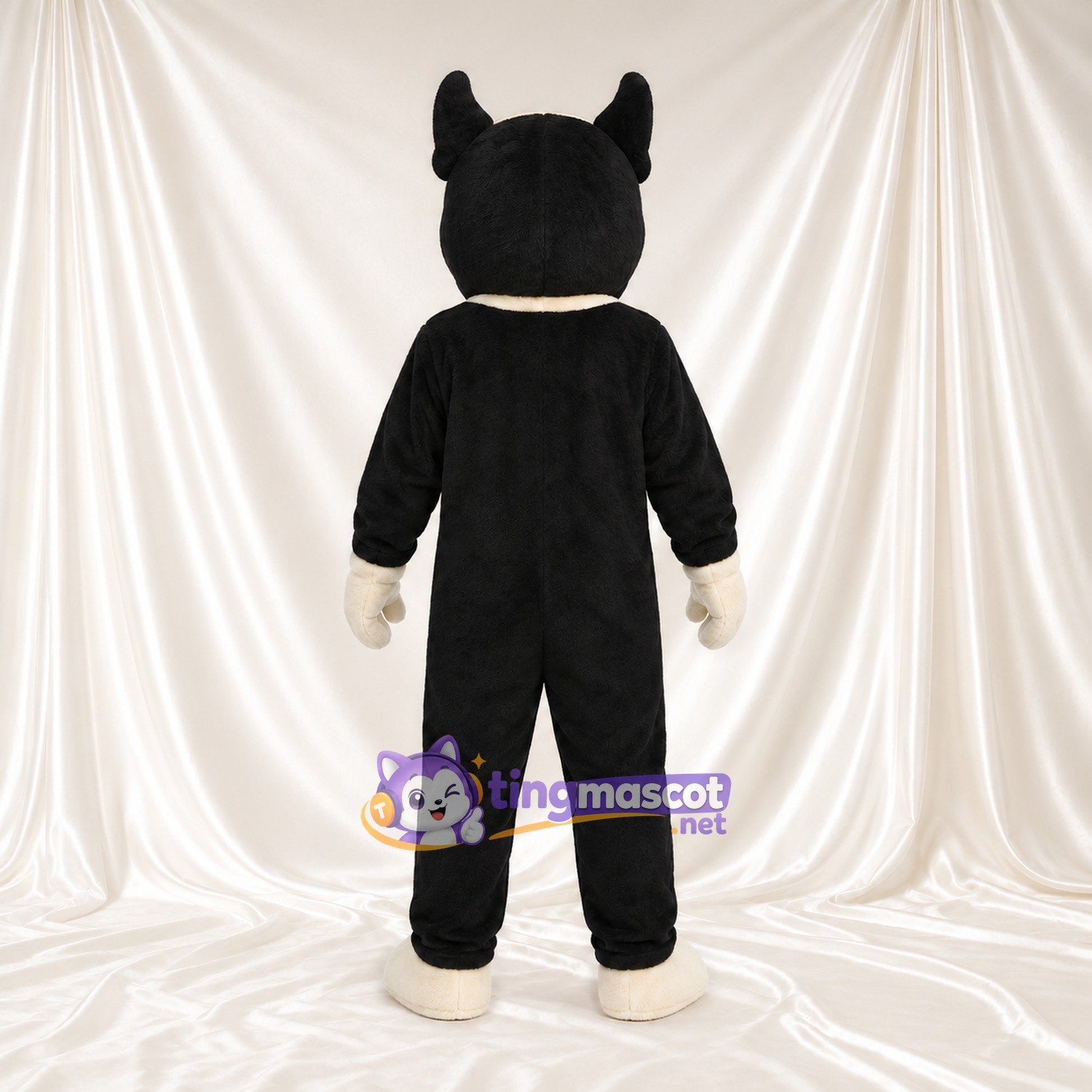 Black and Cream Dog Mascot Costume - Pointed Ears and Green Eyes Black and Cream Dog Mascot Costume - Pointed Ears and Green Eyes