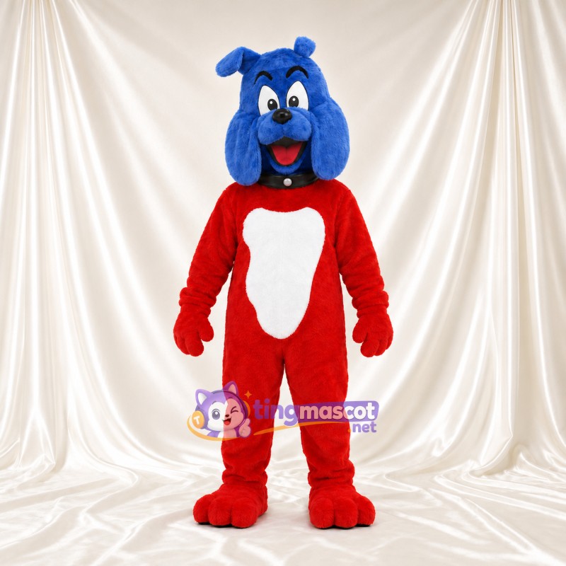 Costume de mascotte Chien – bleu – Corps (rouge); Ventre (blanc) Costume de mascotte Chien – bleu – Corps (rouge); Ventre (blanc)