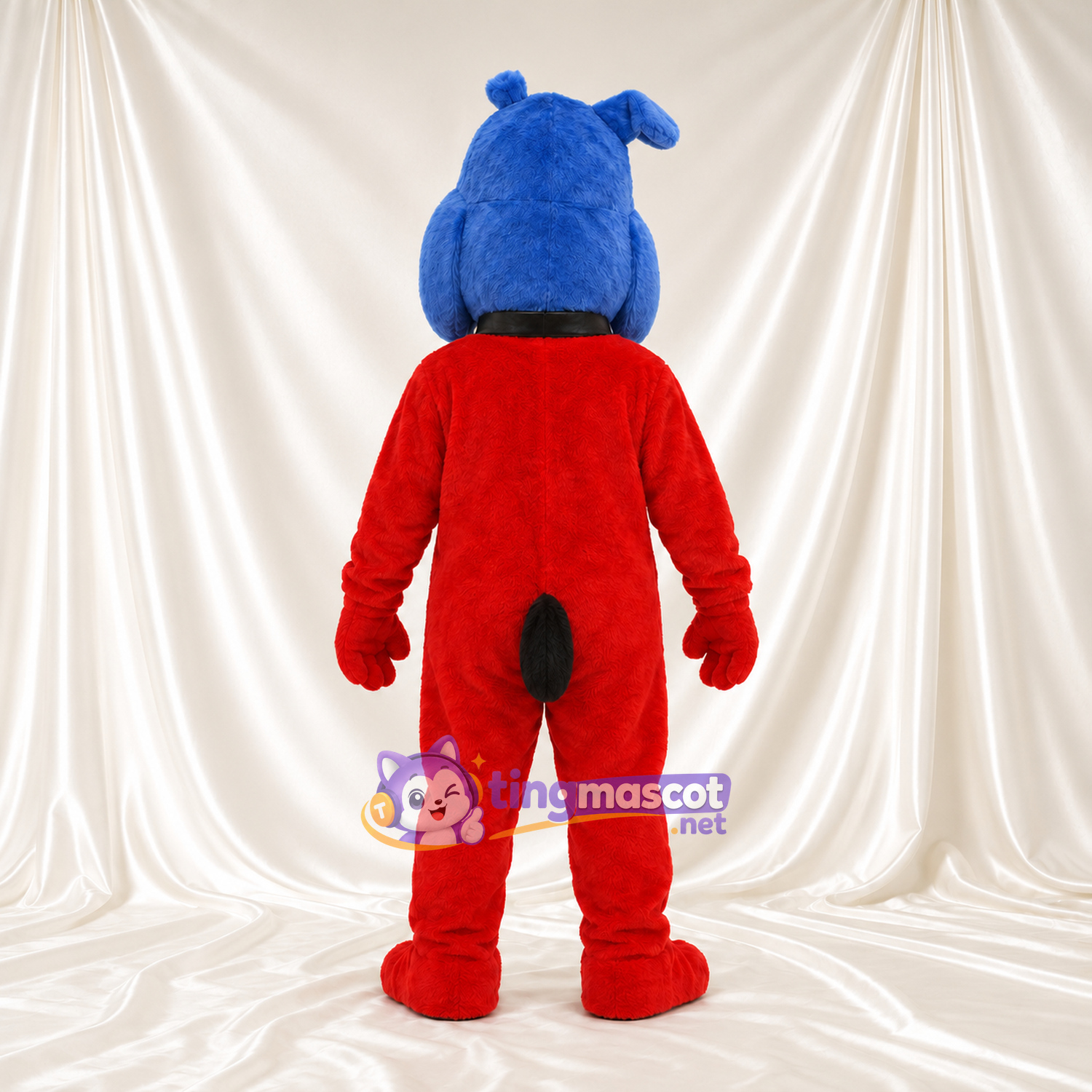 Costume de mascotte Chien – bleu – Corps (rouge); Ventre (blanc) Costume de mascotte Chien – bleu – Corps (rouge); Ventre (blanc)