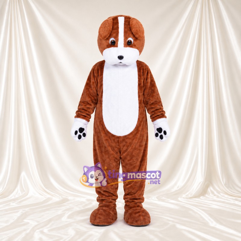 Costume de mascotte Chien – brun rouille – Torse (blanc); Coussinets (tacheté) Costume de mascotte Chien – brun rouille – Torse (blanc); Coussinets (tacheté)