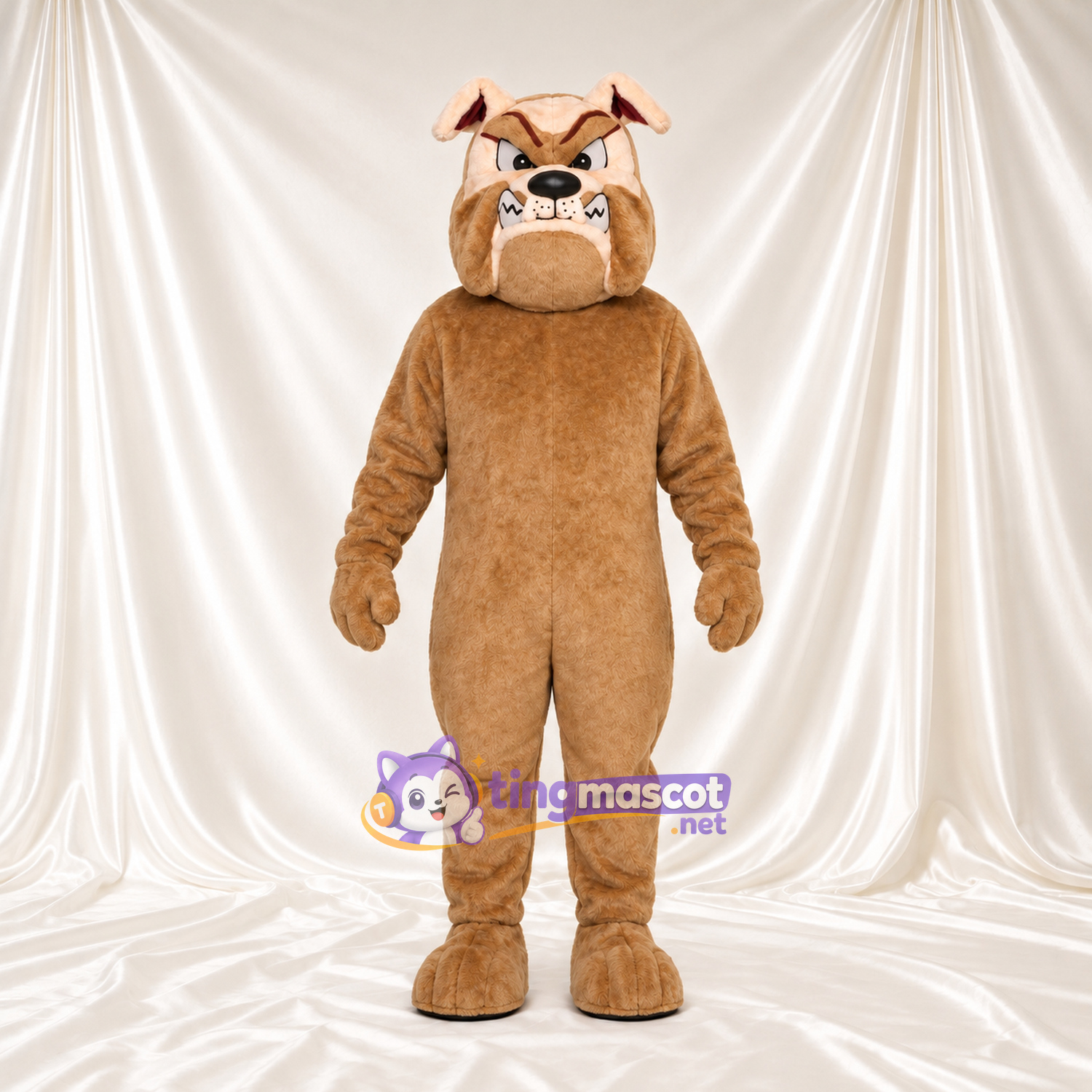 Costume de mascotte Bouledogue – brun clair – Sourcils; Museau large Costume de mascotte Bouledogue – brun clair – Sourcils; Museau large