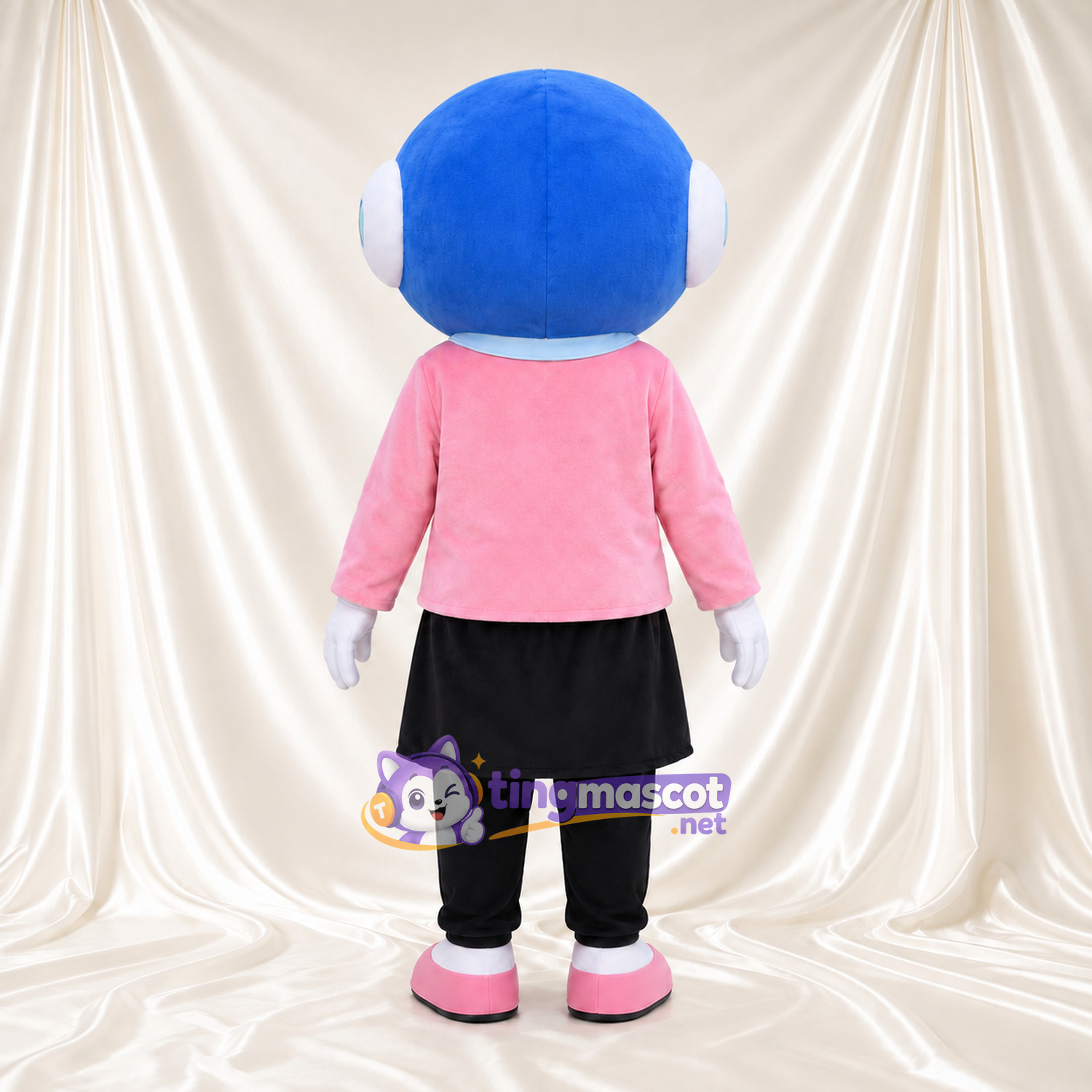 Maskottchenkostüm Mädchenfigur – wie abgebildet – Haare (blau); Jacke (rosa); Rock (schwarz) Maskottchenkostüm Mädchenfigur – wie abgebildet – Haare (blau); Jacke (rosa); Rock (schwarz)