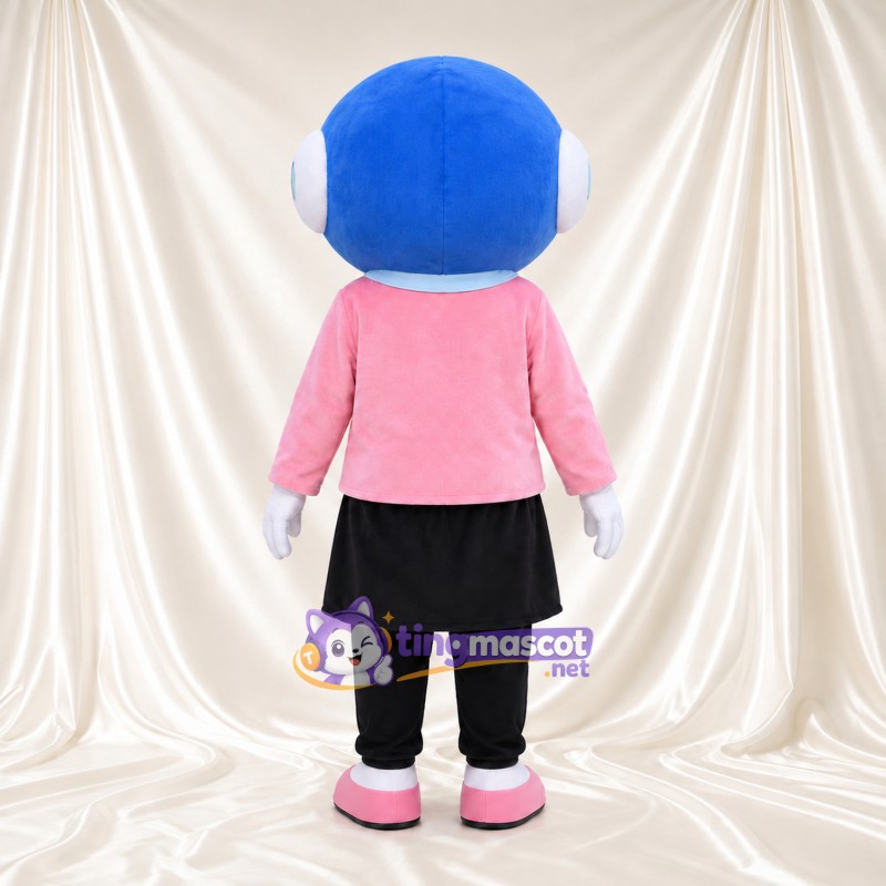 Maskottchenkostüm Mädchenfigur – wie abgebildet – Haare (blau); Jacke (rosa); Rock (schwarz) Maskottchenkostüm Mädchenfigur – wie abgebildet – Haare (blau); Jacke (rosa); Rock (schwarz)