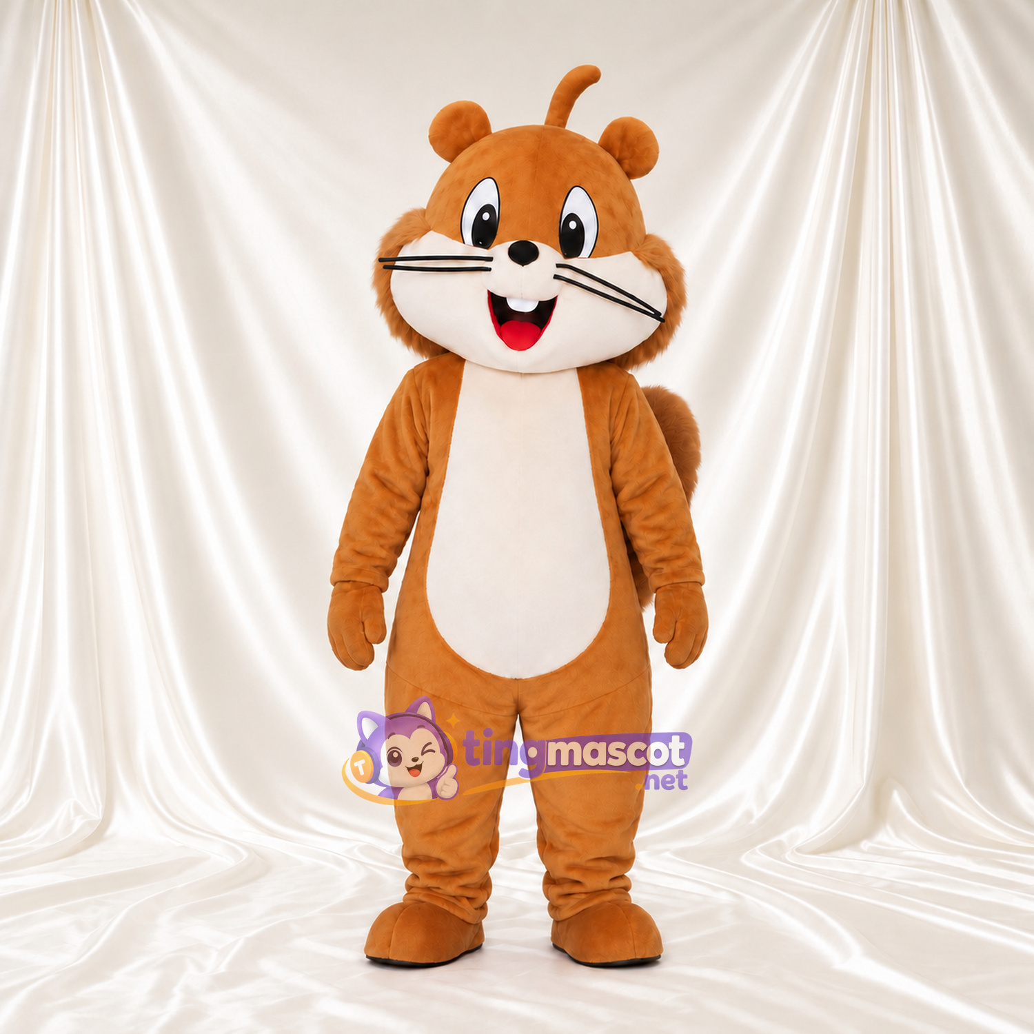 Costume de mascotte Hamster – orange – Ventre (crème); Moustaches (long) Costume de mascotte Hamster – orange – Ventre (crème); Moustaches (long)