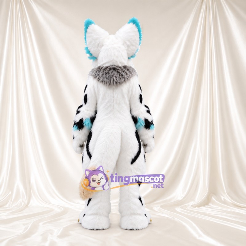Costume de mascotte Renard – blanc – Pointes des oreilles (noir, turquoise) Costume de mascotte Renard – blanc – Pointes des oreilles (noir, turquoise)