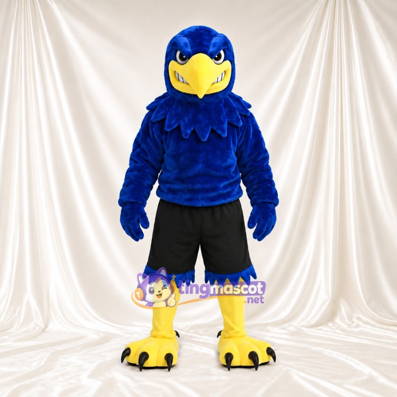 Maskottchenkostüm Adler – blau – Shorts (schwarz); Krallen (gelb)
