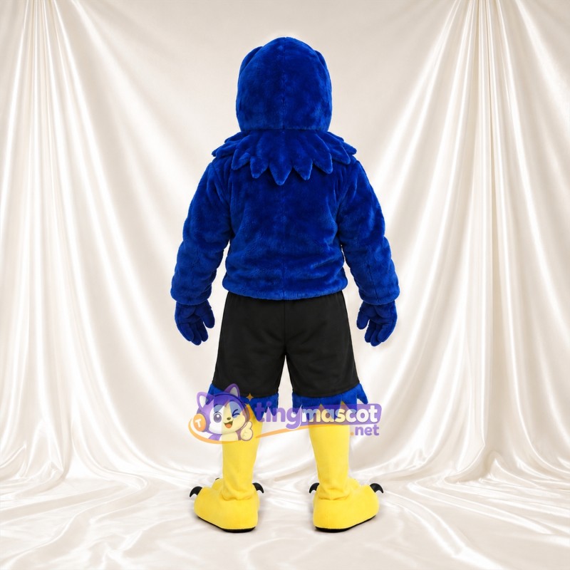 Maskottchenkostüm Adler – blau – Shorts (schwarz); Krallen (gelb) Maskottchenkostüm Adler – blau – Shorts (schwarz); Krallen (gelb)