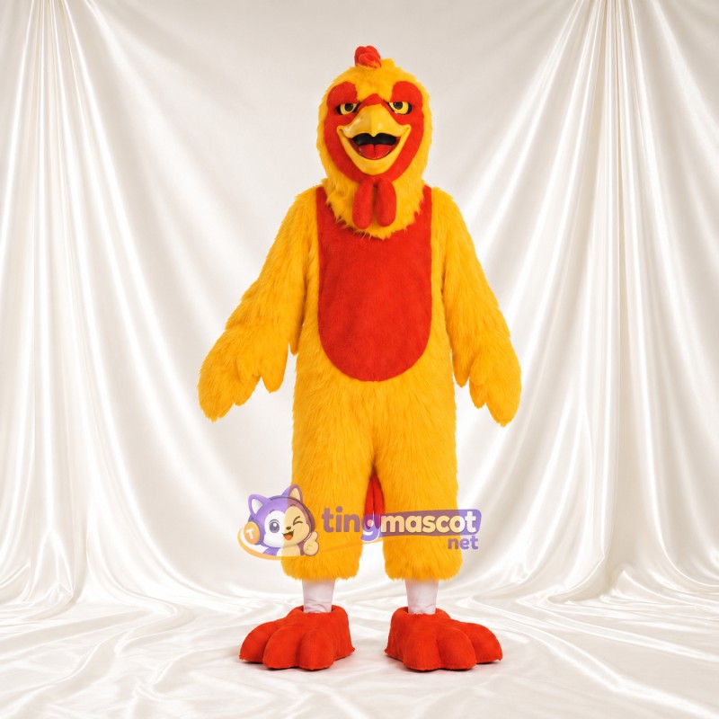 Maskottchenkostüm Hahn – gelb – Brust (rot); Füße (orange) Maskottchenkostüm Hahn – gelb – Brust (rot); Füße (orange)