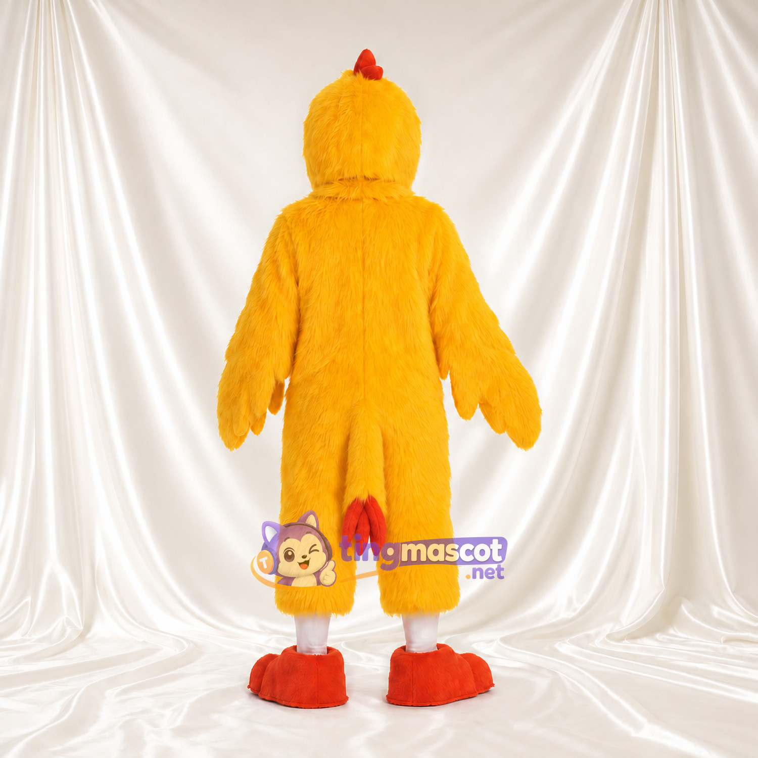 Maskottchenkostüm Hahn – gelb – Brust (rot); Füße (orange) Maskottchenkostüm Hahn – gelb – Brust (rot); Füße (orange)