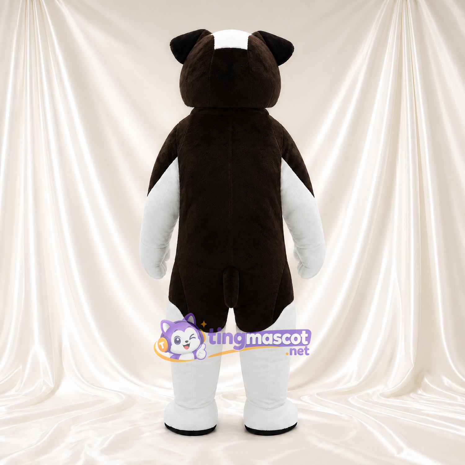 Black and White Bulldog Mascot Costume - Pink Paw Pads and White Belly Black and White Bulldog Mascot Costume - Pink Paw Pads and White Belly
