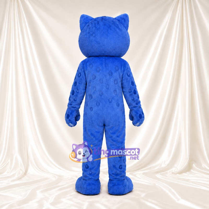 Costume de mascotte Chat – bleu – Yeux (jaune); Langue (long, rose) Costume de mascotte Chat – bleu – Yeux (jaune); Langue (long, rose)