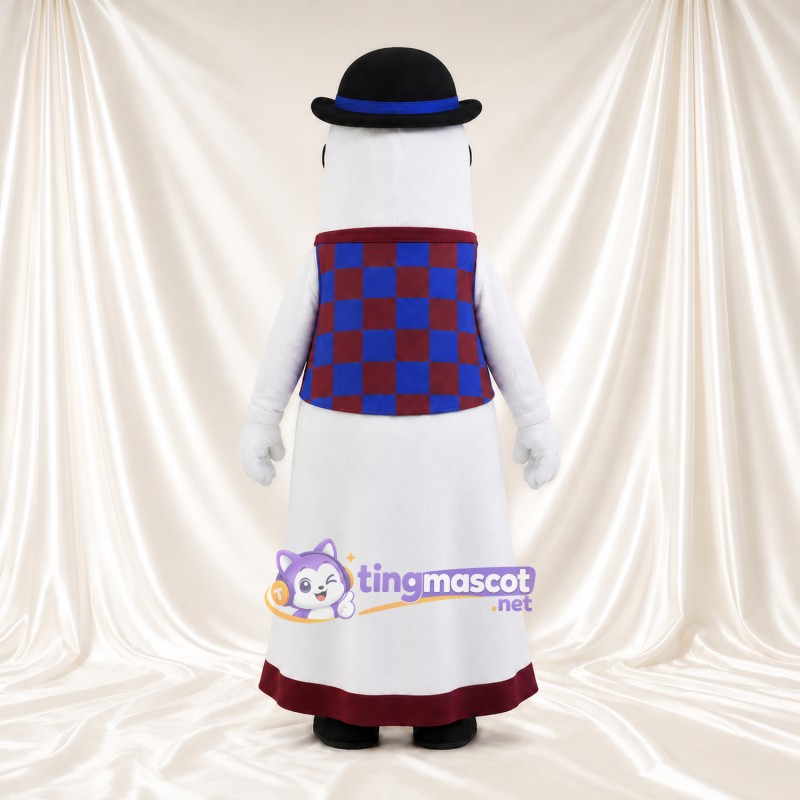Costume de mascotte Fantôme – blanc – Chapeau (bleu); Lunettes; Gilet (à carreaux) Costume de mascotte Fantôme – blanc – Chapeau (bleu); Lunettes; Gilet (à carreaux)