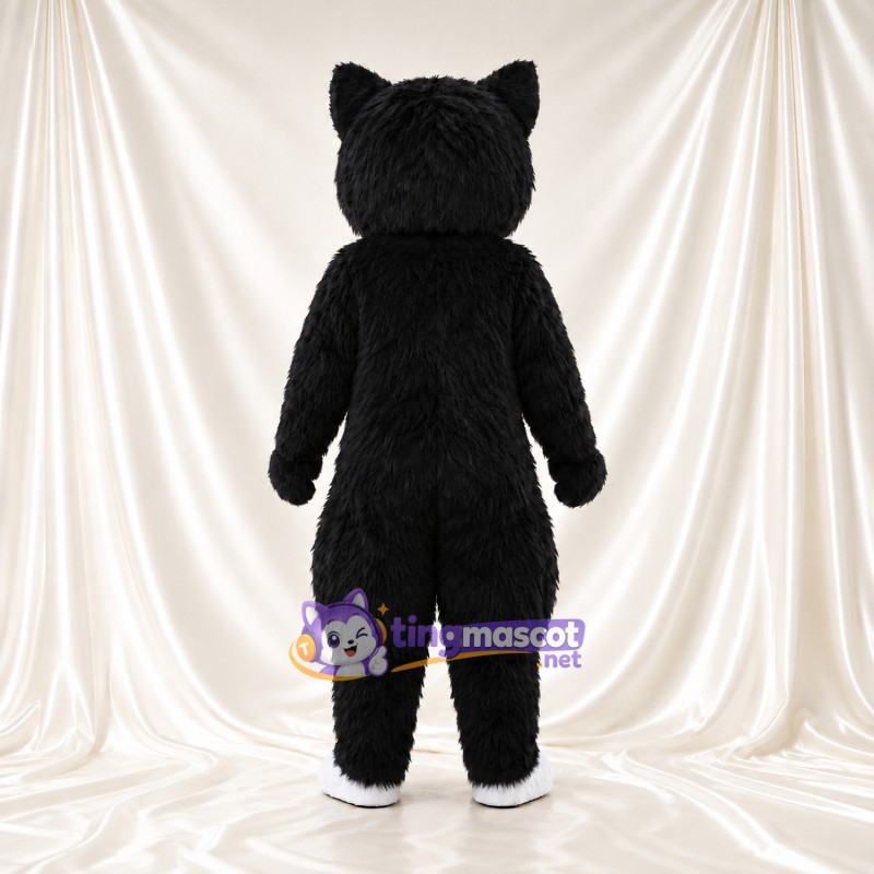 Black and White Cat Mascot Costume - Green Eyes and Pink Paw Pads Black and White Cat Mascot Costume - Green Eyes and Pink Paw Pads