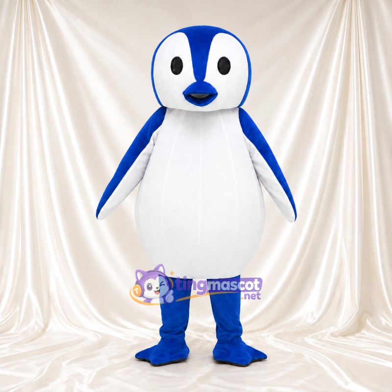 Maskottchenkostüm Pinguin – blau – Bauch (weiß); Gesicht (oval, weiß) Maskottchenkostüm Pinguin – blau – Bauch (weiß); Gesicht (oval, weiß)