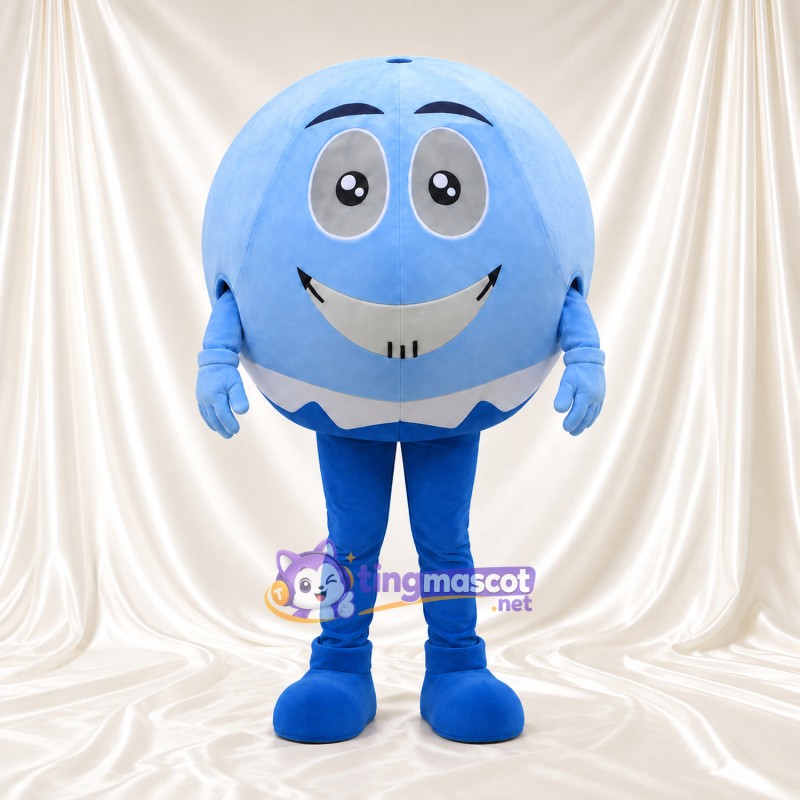 Costume de mascotte Personnage rond – bleu – Visage souriant; Barbe (petit) Costume de mascotte Personnage rond – bleu – Visage souriant; Barbe (petit)