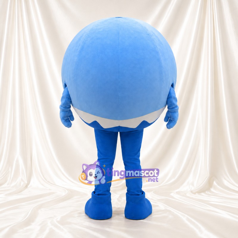 Costume de mascotte Personnage rond – bleu – Visage souriant; Barbe (petit) Costume de mascotte Personnage rond – bleu – Visage souriant; Barbe (petit)