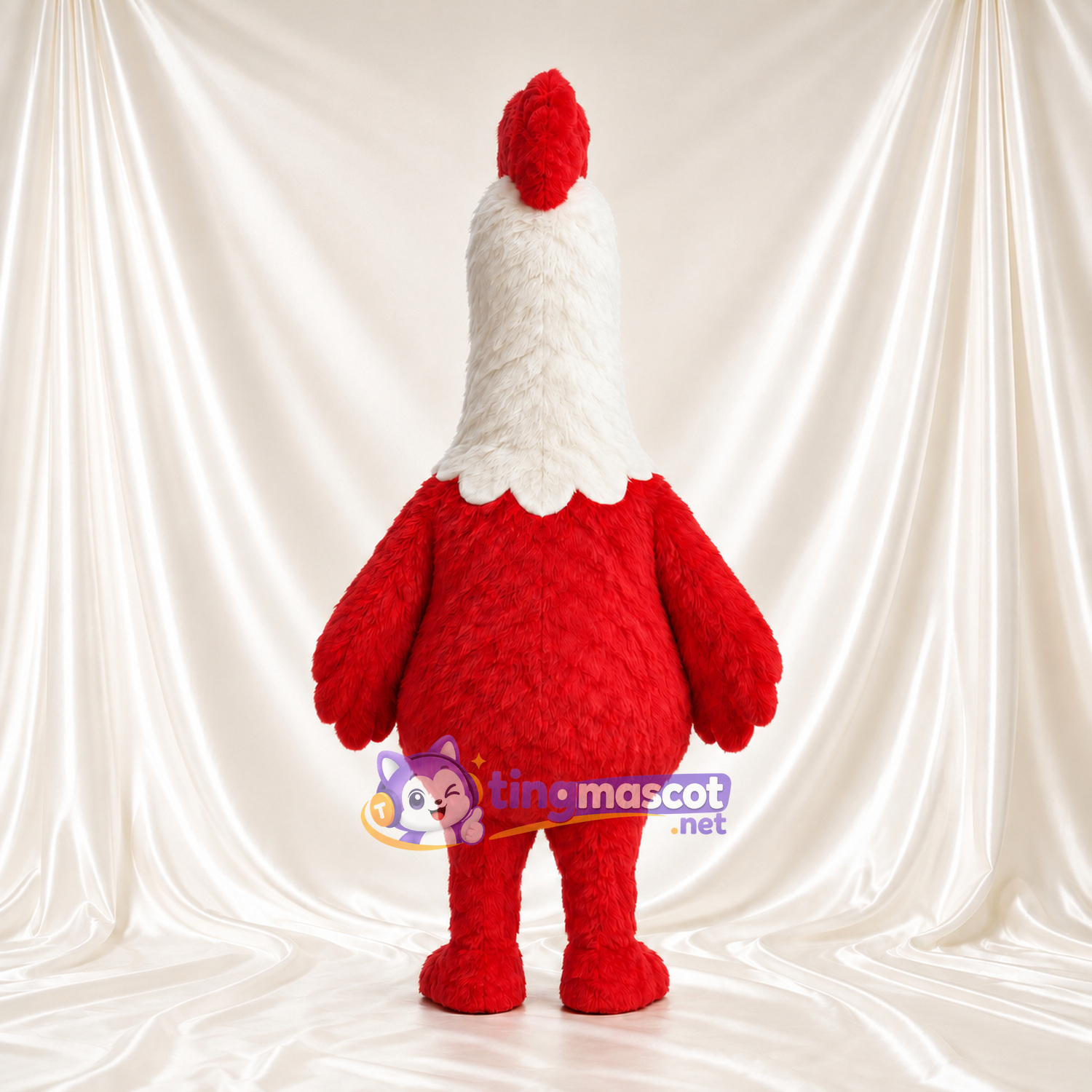 Costume de mascotte Coq – rouge – Tête (blanc); Crête (rouge) Costume de mascotte Coq – rouge – Tête (blanc); Crête (rouge)