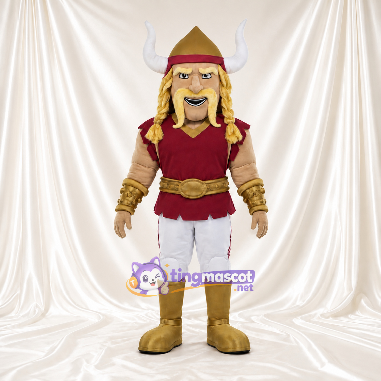 Costume de mascotte Guerrier – selon la photo – Casque; Tunique (bordeaux); Bottes (doré) Costume de mascotte Guerrier – selon la photo – Casque; Tunique (bordeaux); Bottes (doré)