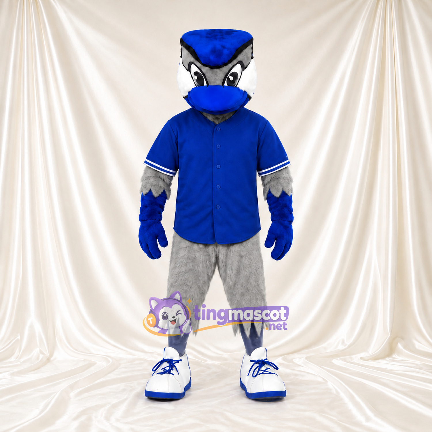 Costume de mascotte Geai bleu – selon la photo – Chemise (bleu marine); Jambes (gris, à plumes) Costume de mascotte Geai bleu – selon la photo – Chemise (bleu marine); Jambes (gris, à plumes)