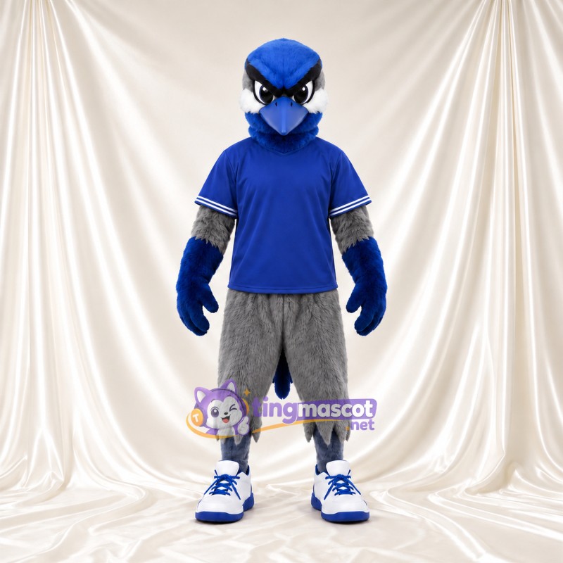 Costume de mascotte Geai bleu – selon la photo – Polo (bleu); Pantalon (gris, à plumes) Costume de mascotte Geai bleu – selon la photo – Polo (bleu); Pantalon (gris, à plumes)
