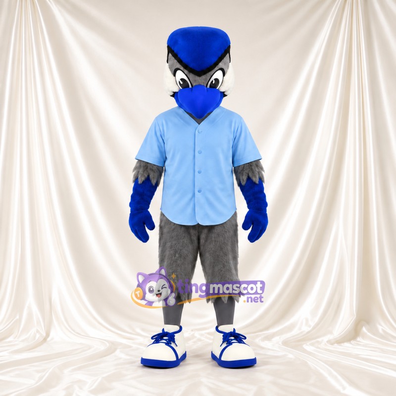 Costume de mascotte Geai bleu – selon la photo – Chemise (bleu clair); Pantalon (gris) Costume de mascotte Geai bleu – selon la photo – Chemise (bleu clair); Pantalon (gris)