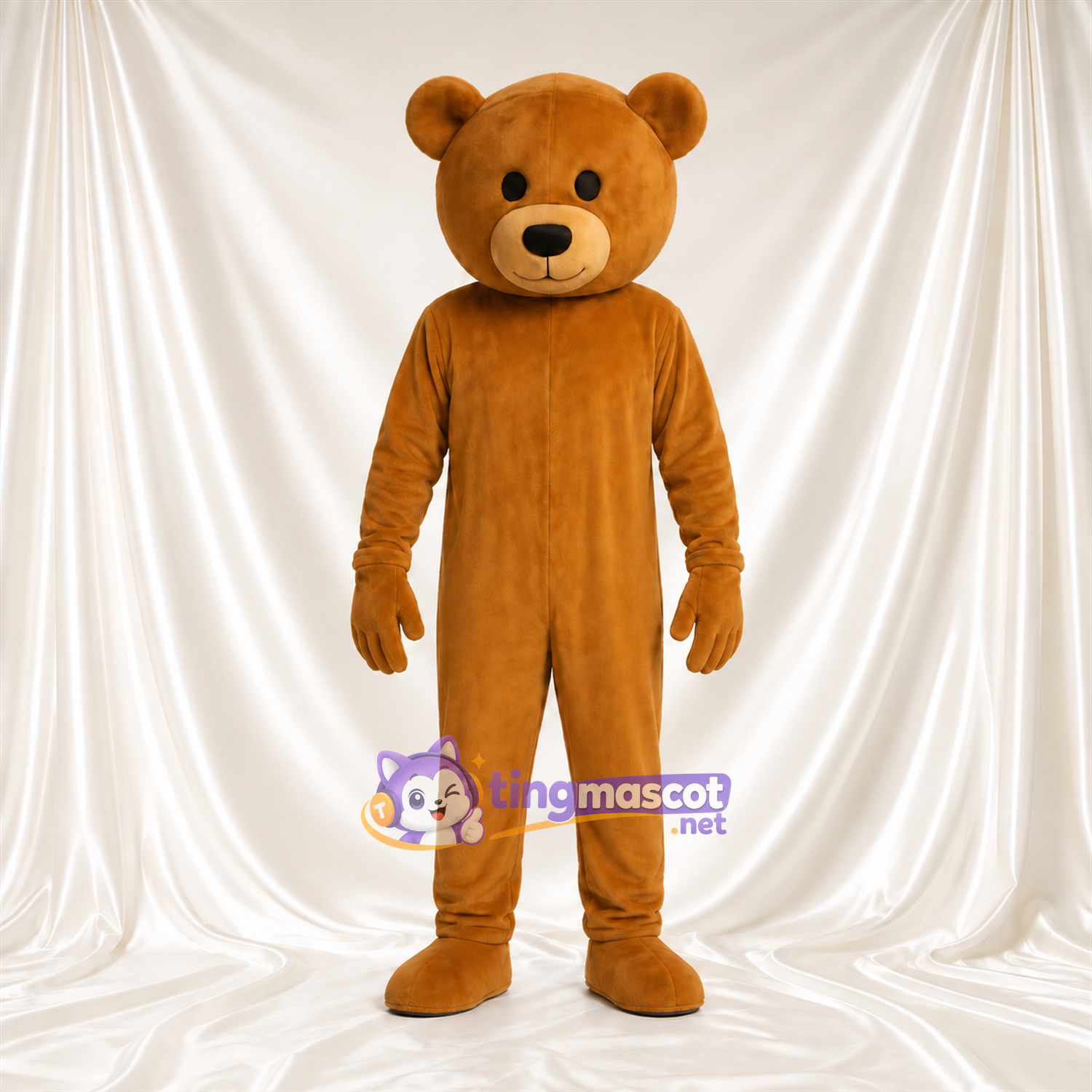 Costume de mascotte Nounours – marron – Tête (rond); Museau (brun clair) Costume de mascotte Nounours – marron – Tête (rond); Museau (brun clair)