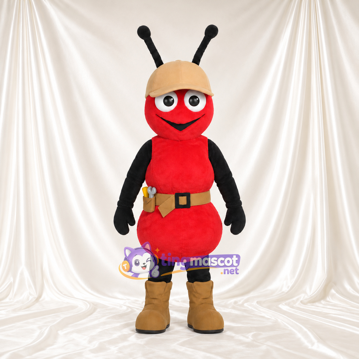 Costume de mascotte Fourmi – rouge – Chapeau (brun clair); Ceinture; Bottes Costume de mascotte Fourmi – rouge – Chapeau (brun clair); Ceinture; Bottes