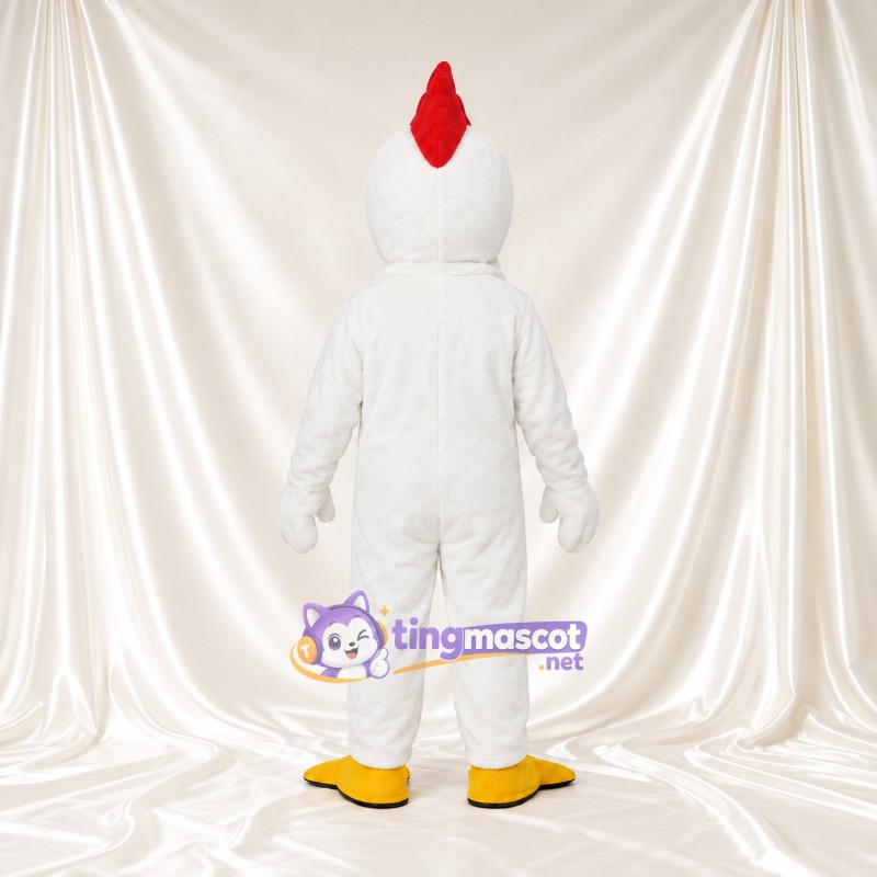 Costume de mascotte Coq – blanc – Crête (rouge); Bec (jaune) Costume de mascotte Coq – blanc – Crête (rouge); Bec (jaune)