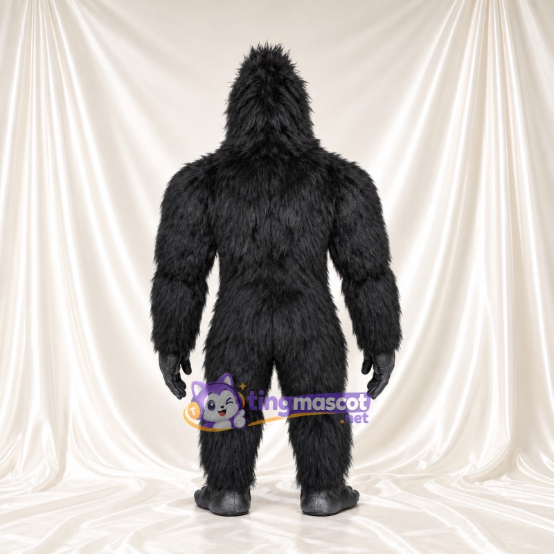 Costume de mascotte Gorille – noir – Corps musclé; Bouche à crocs (ouvert) Costume de mascotte Gorille – noir – Corps musclé; Bouche à crocs (ouvert)