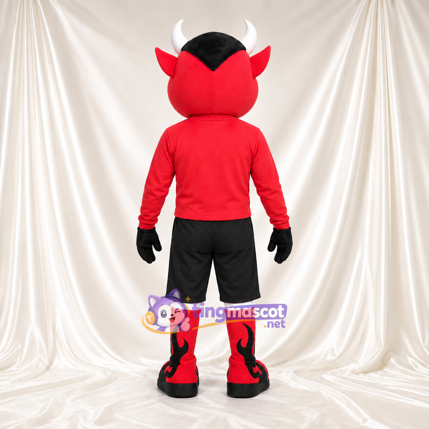 Red Devil Mascot Costume - White Horns and Black Sports Shorts Red Devil Mascot Costume - White Horns and Black Sports Shorts