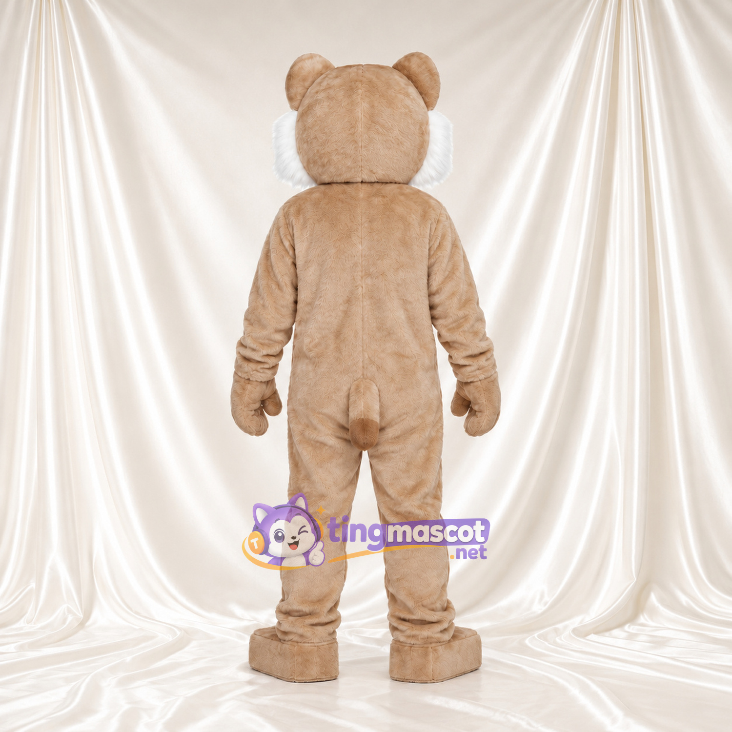 Beige Wildcat Mascot Costume - White Chest and Open Mouth Beige Wildcat Mascot Costume - White Chest and Open Mouth