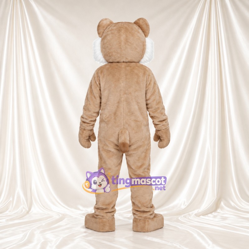 Beige Wildcat Mascot Costume - White Chest and Open Mouth Beige Wildcat Mascot Costume - White Chest and Open Mouth