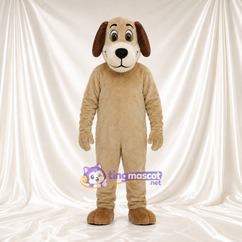 Beige Dog Mascot Costume - Cream Muzzle and Brown Eyebrows Beige Dog Mascot Costume - Cream Muzzle and Brown Eyebrows