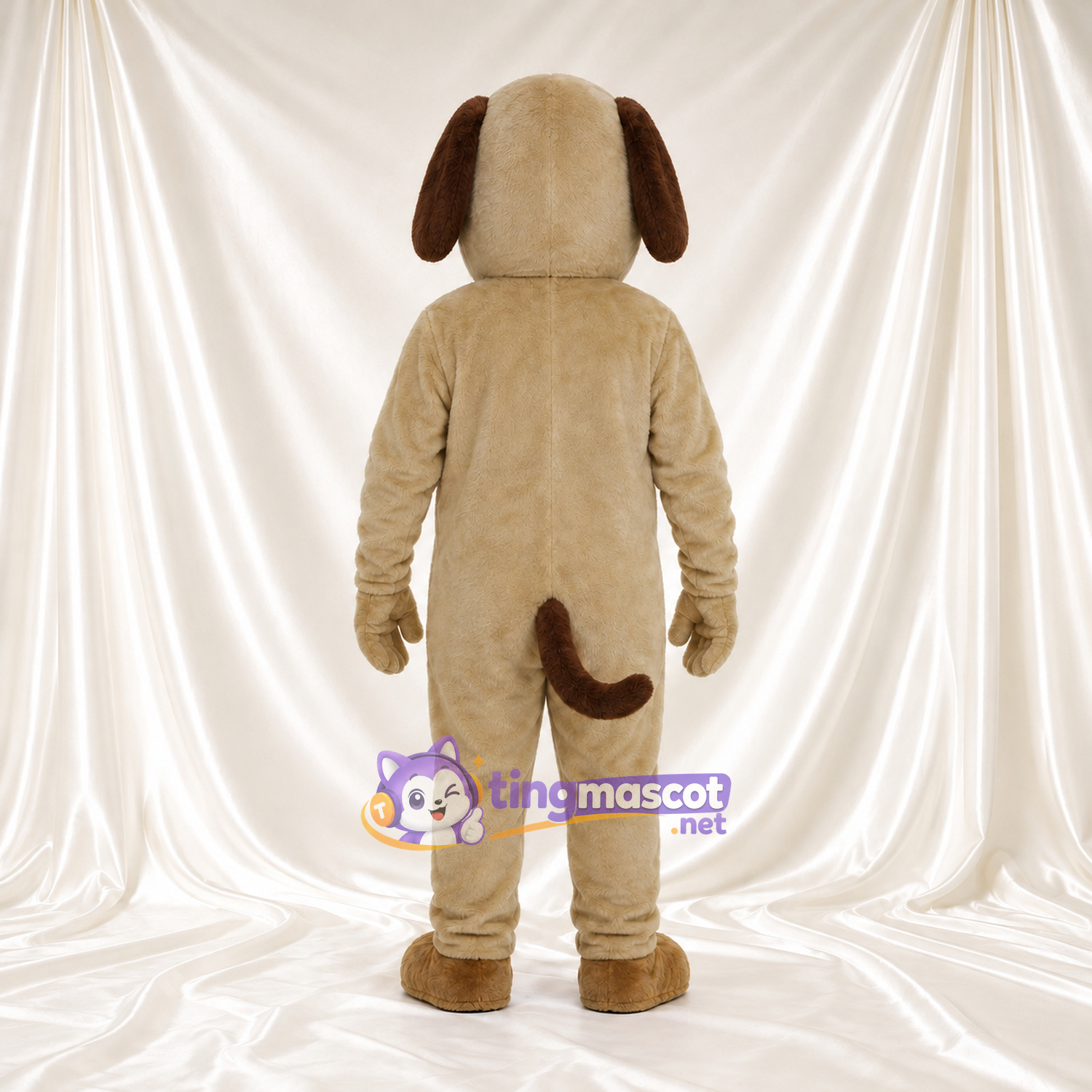 Beige Dog Mascot Costume - Cream Muzzle and Brown Eyebrows Beige Dog Mascot Costume - Cream Muzzle and Brown Eyebrows