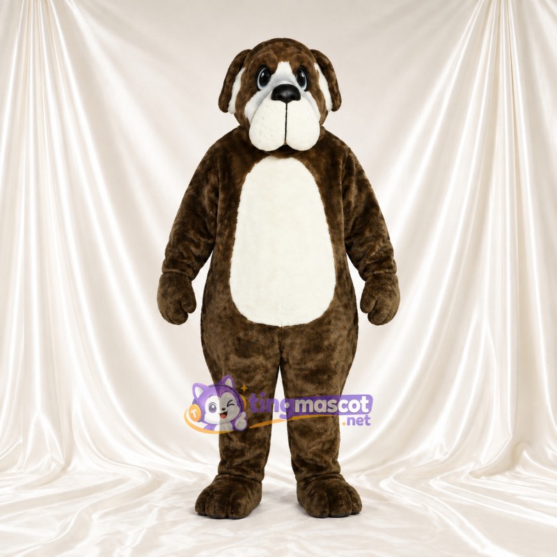 Costume de mascotte Chien – marron foncé – Ventre (crème); Museau (blanc)