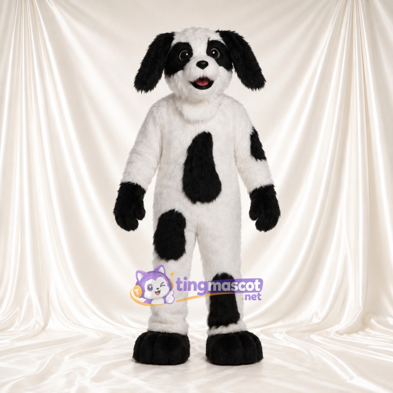 Costume de mascotte Chien – noir / blanc – Corps (grand); Taches; Oreilles tombantes Costume de mascotte Chien – noir / blanc – Corps (grand); Taches; Oreilles tombantes
