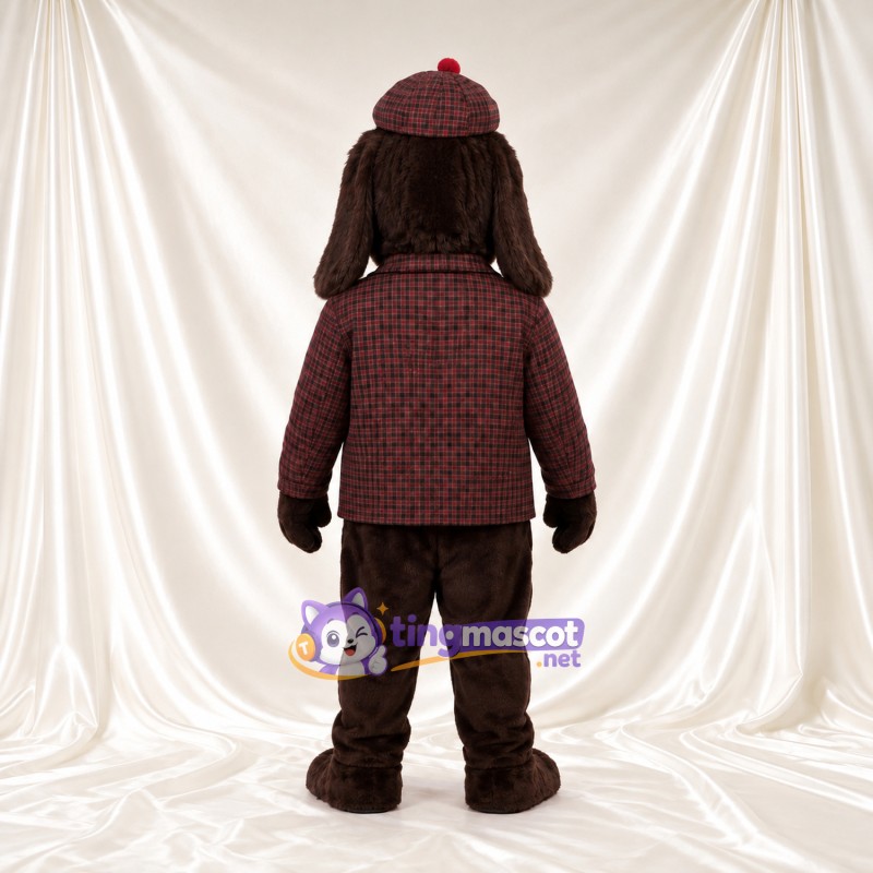 Costume de mascotte Chien – marron – Casquette (écossais); Veste; Gilet (jaune) Costume de mascotte Chien – marron – Casquette (écossais); Veste; Gilet (jaune)