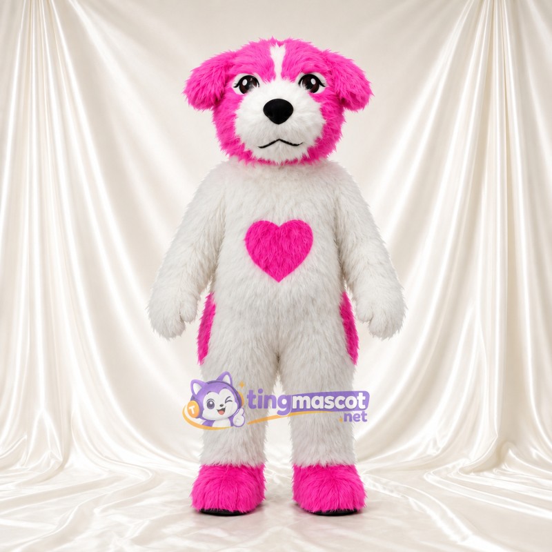 Costume de mascotte Chien – blanc / rose – Torse (rose) Costume de mascotte Chien – blanc / rose – Torse (rose)